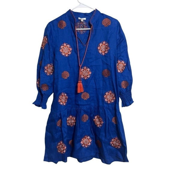 Tyler Boe Bluebell Niki Shell Embroidered Topper with Tassel Ties women’s size S - Picture 1 of 9